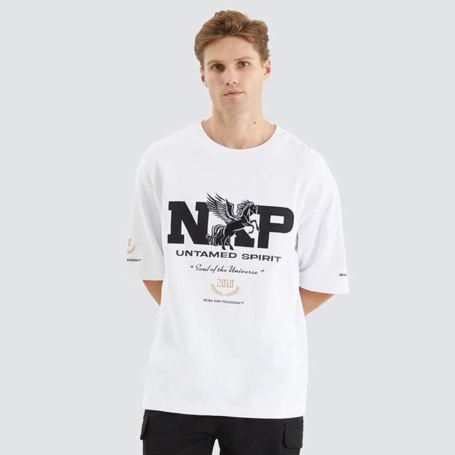 model wears Fatal Loopback Oversized Tee Optical White T-Shirts White - image 1