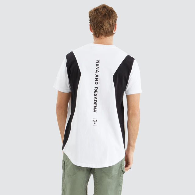 model wears Module Dual Curved Tee White/Black T-Shirts White - image 1