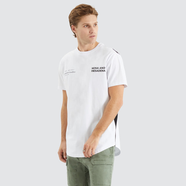 model wears Module Dual Curved Tee White/Black T-Shirts White - image 2