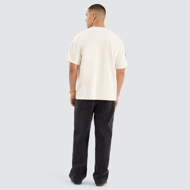 model wears Bounty Loopback Raptor Tee Tofu T-Shirts Cream - image 2
