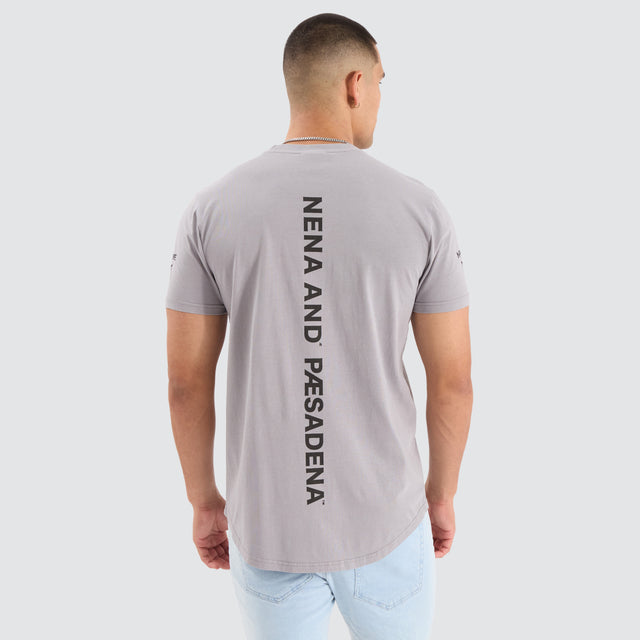 model wears Chilvary Dual Curved Tee Pigment Alloy T-Shirts Grey - image 1