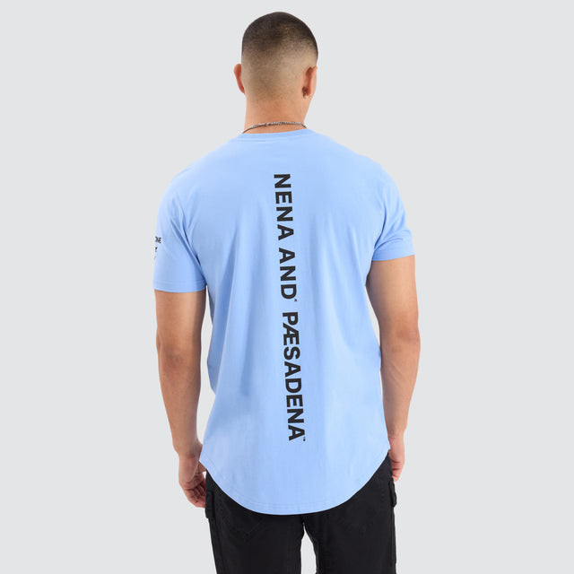 model wears Chilvary Dual Curved Tee Vista Blue T-Shirts Blue - image 1