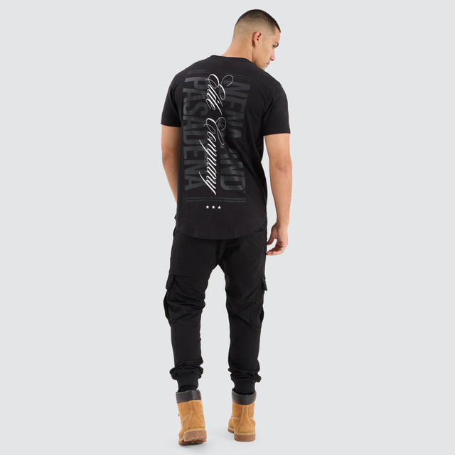 model wears Spur Dual Curved Tee Jet Black T-Shirts Black - image 5