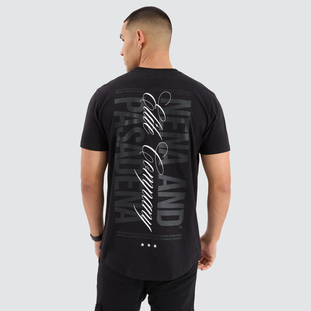 model wears Spur Dual Curved Tee Jet Black T-Shirts Black - image 1