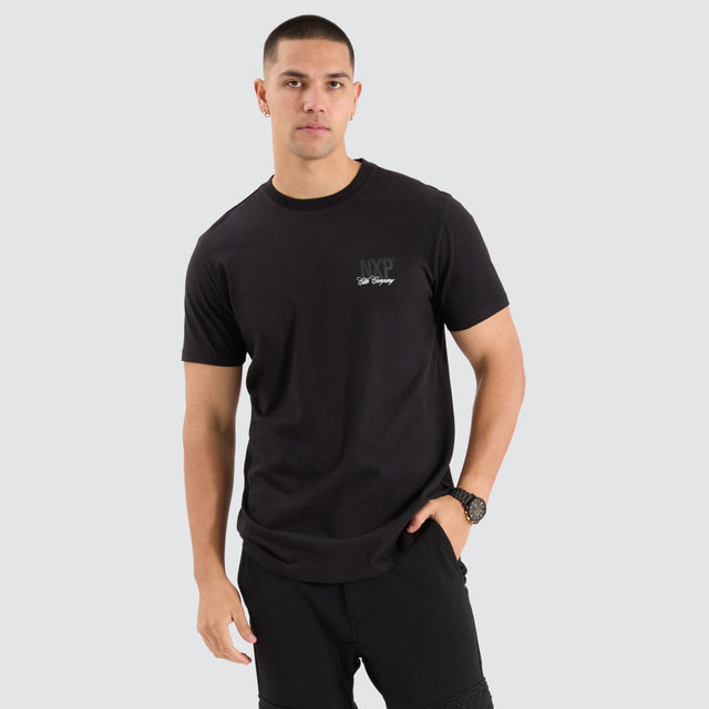 model wears Spur Dual Curved Tee Jet Black T-Shirts Black - image 3