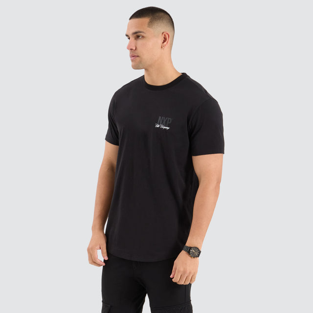 model wears Spur Dual Curved Tee Jet Black T-Shirts Black - image 4