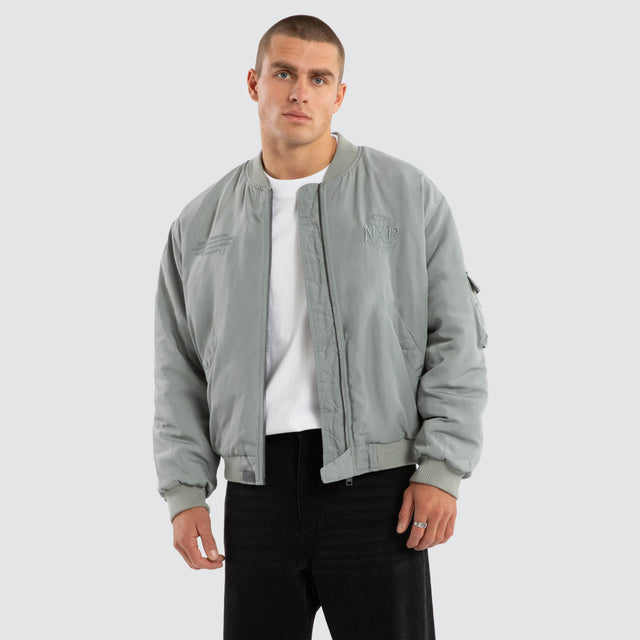 model wears Spare Bomber Jacket Neutral Grey Jackets Grey - image 1