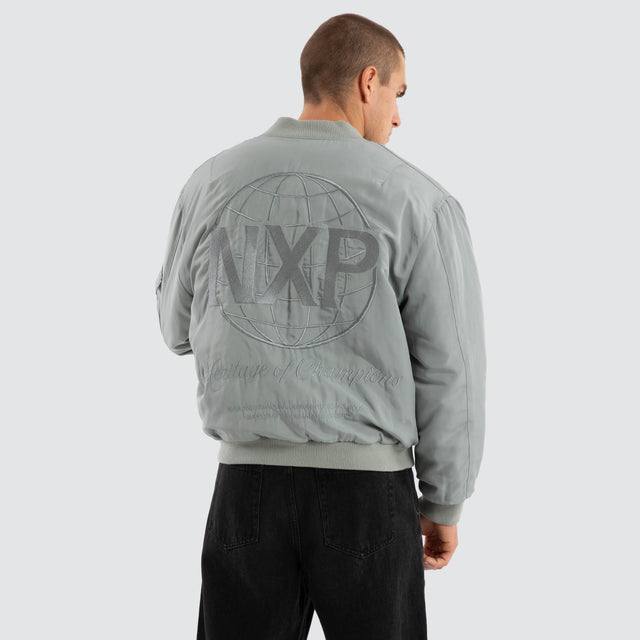 model wears Spare Bomber Jacket Neutral Grey Jackets Grey - image 3