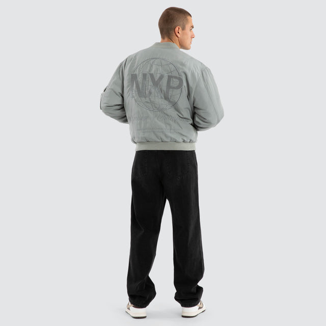 model wears Spare Bomber Jacket Neutral Grey Jackets Grey - image 2