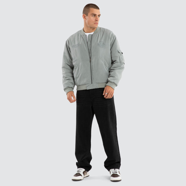 model wears Spare Bomber Jacket Neutral Grey Jackets Grey - image 5