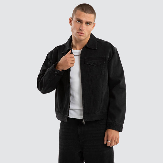 Divide Denim Jacket Jet Black