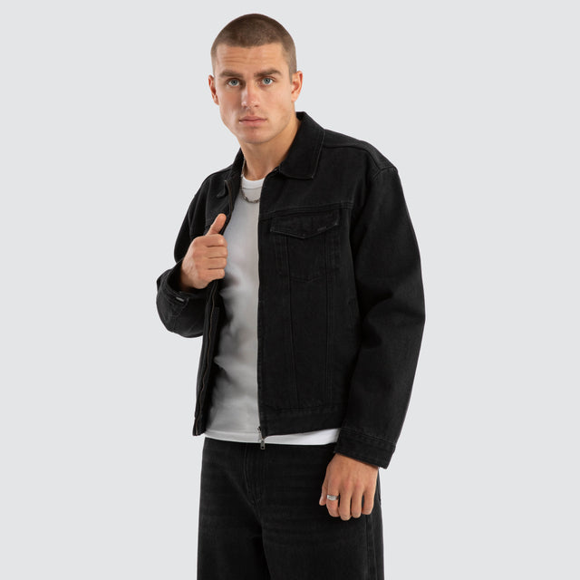 Divide Denim Jacket Jet Black