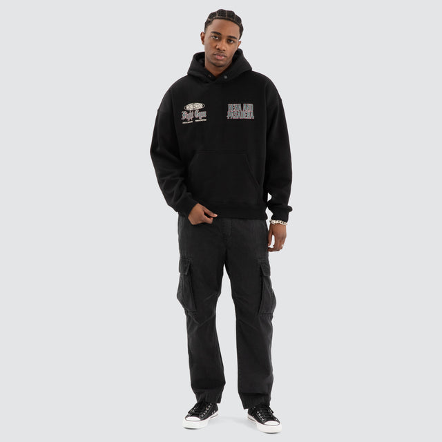 model wears Battle Box Fit Hoodie Jet Black Hoodies Black - image 2