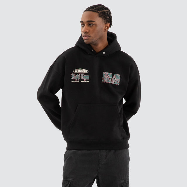 model wears Battle Box Fit Hoodie Jet Black Hoodies Black - image 3