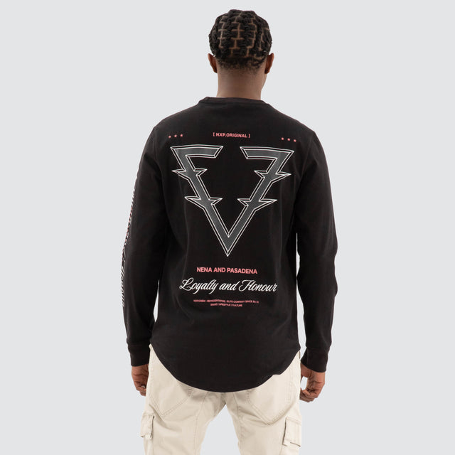 Raging Dual Curved Longsleeve Tee Jet black