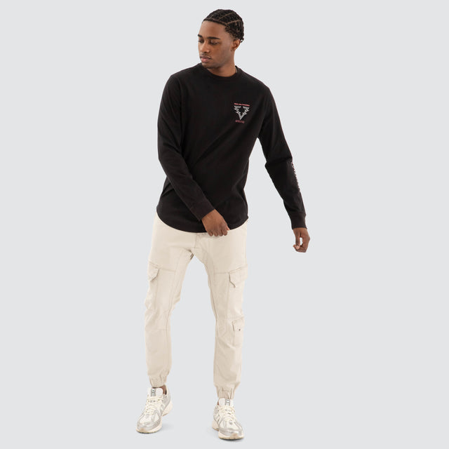 Raging Dual Curved Longsleeve Tee Jet black