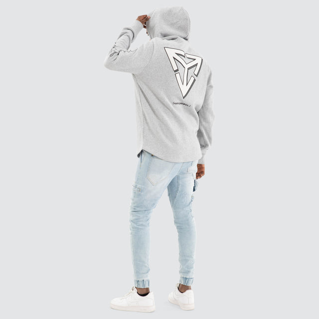 Fury Dual Curved Hoodie Grey Marle
