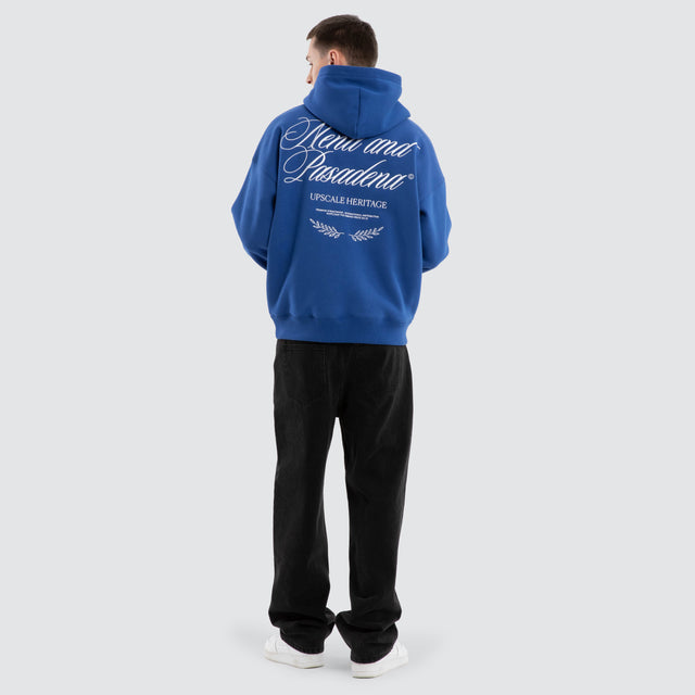 model wears Etiquette Box Fit Hoodie Cobalt Blue Hoodies Blue - image 6