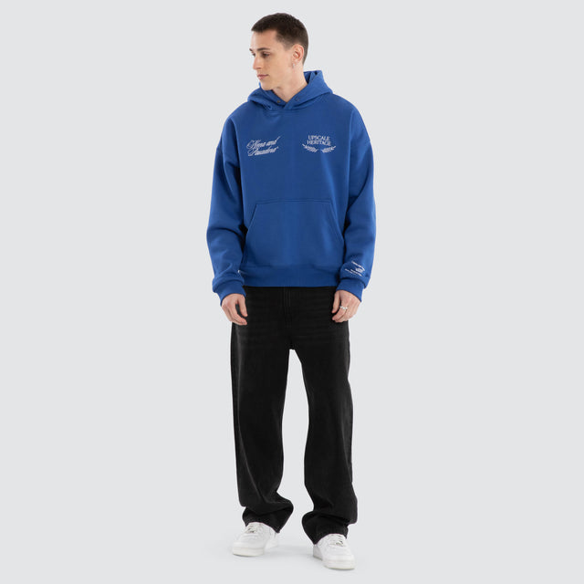 Etiquette Box Fit Hoodie Cobalt Blue