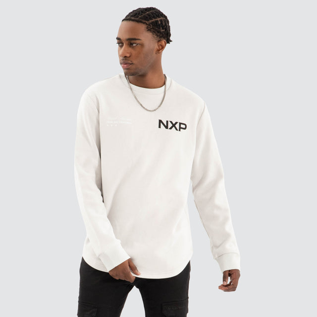 model wears Epic Dual Curved Jumper Glacier Grey Jumpers Grey - image 3
