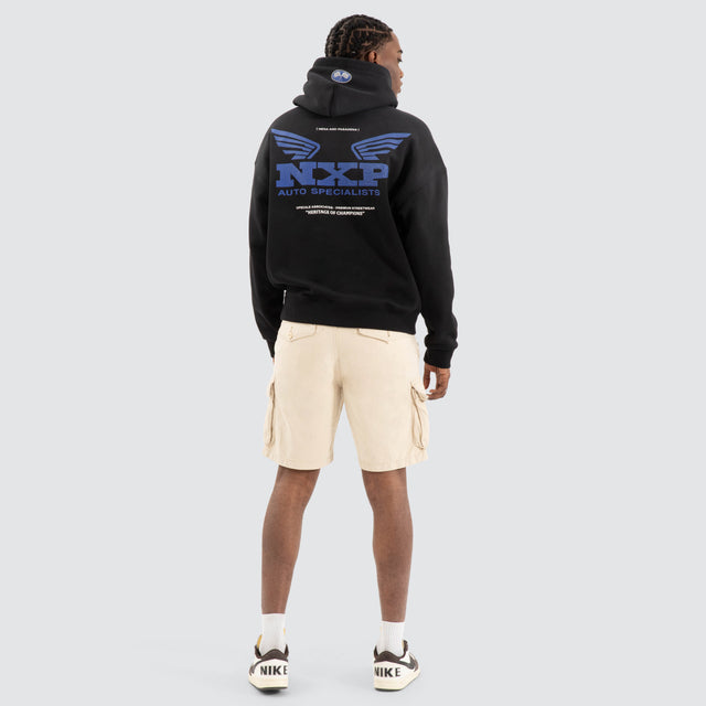 model wears Rogue Box Fit Hoodie Jet black Hoodies Black - image 4