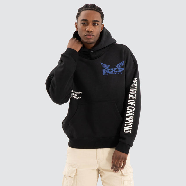 model wears Rogue Box Fit Hoodie Jet black Hoodies Black - image 3