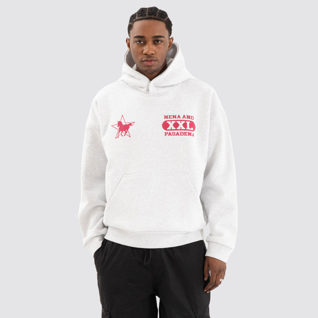 model wears Knight Box Fit Hoodie Snow Marle Hoodies Grey - image 3