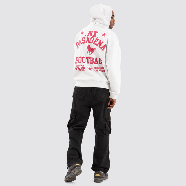model wears Knight Box Fit Hoodie Snow Marle Hoodies Grey - image 4