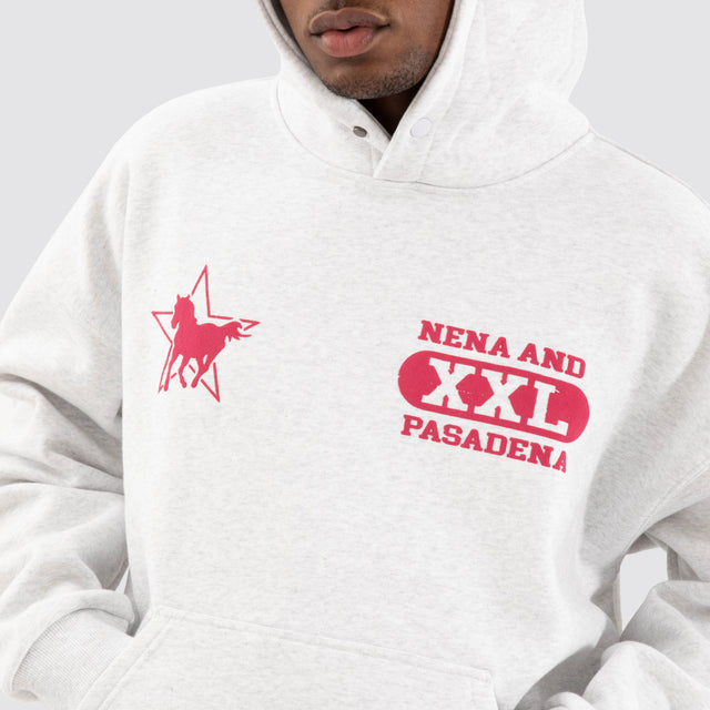 model wears Knight Box Fit Hoodie Snow Marle Hoodies Grey - image 5