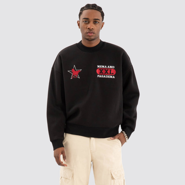 model wears Knight Box Fit Sweater Jet black Jumpers Black - image 3