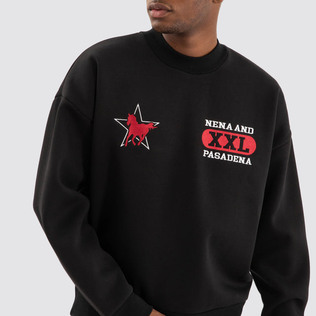 model wears Knight Box Fit Sweater Jet black Jumpers Black - image 5