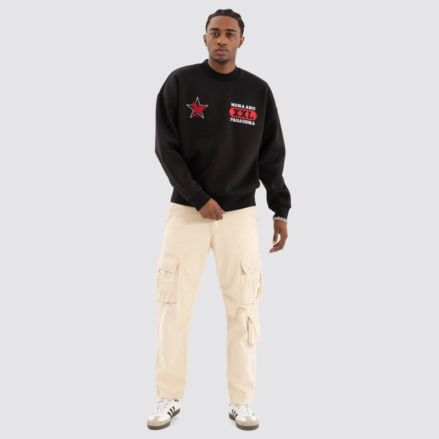 model wears Knight Box Fit Sweater Jet black Jumpers Black - image 2