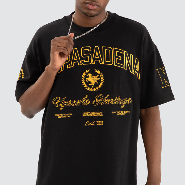 model wears Prima Loopback Raptor Tee Jet black T-Shirts Black - image 3