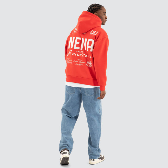 model wears United Relaxed Hoodie Poppy Red Hoodies Red - image 4
