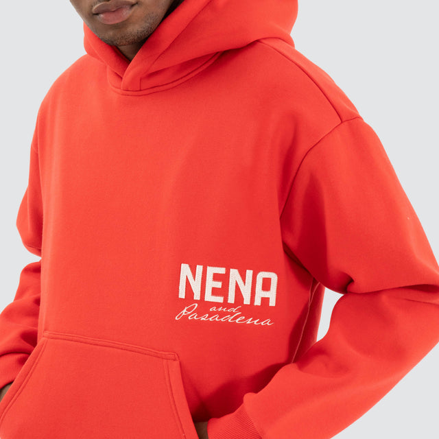 model wears United Relaxed Hoodie Poppy Red Hoodies Red - image 5
