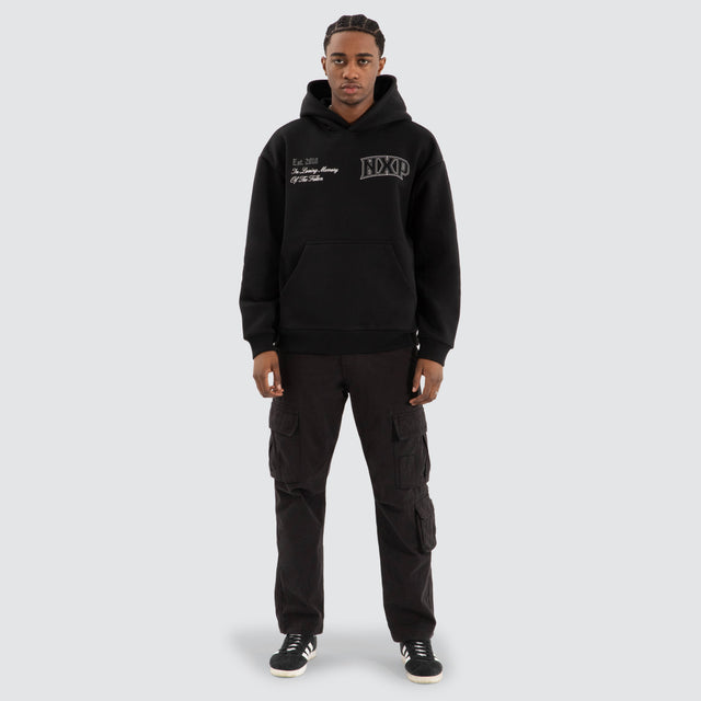model wears Knockout Relaxed Hoodie Jet black Hoodies Black - image 2