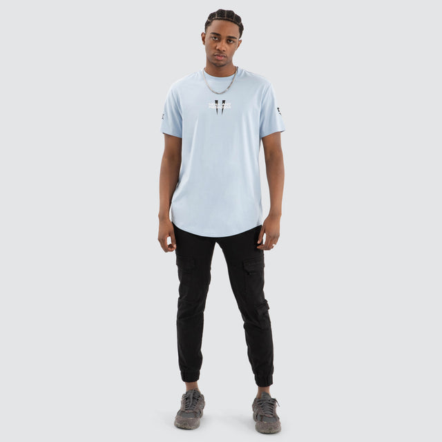 model wears Legion Dual Curved Tee Skyway T-Shirts Blue - image 4