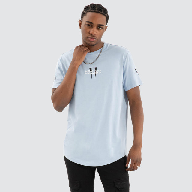 model wears Legion Dual Curved Tee Skyway T-Shirts Blue - image 1