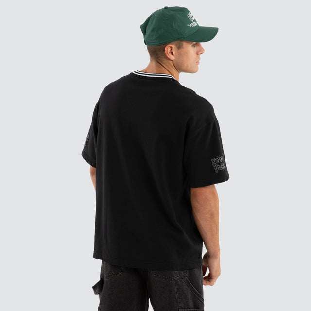 model wears Millennia Loopback Raptor Tee Anthracite Black T-Shirts Black - image 5