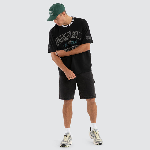 model wears Millennia Loopback Raptor Tee Anthracite Black T-Shirts Black - image 4