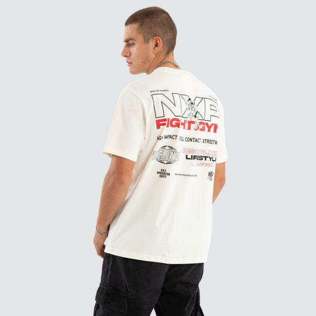 model wears Retrospect Classic Tee Tofu T-Shirts Cream - image 1
