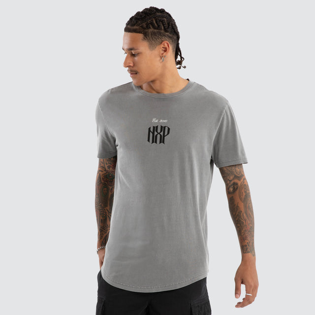 model wears Rush Dual Curved Tee Pigment Frost Grey T-Shirts Grey - image 3