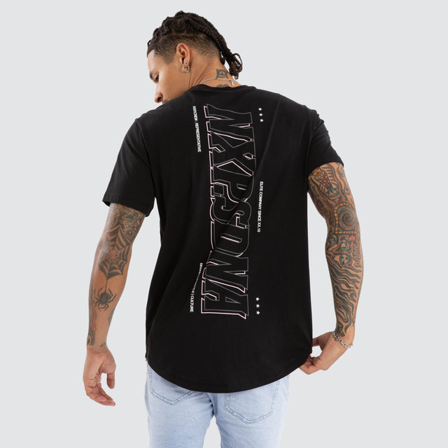 model wears Burns Dual Curved Tee Jet Black T-Shirts Black - image 1