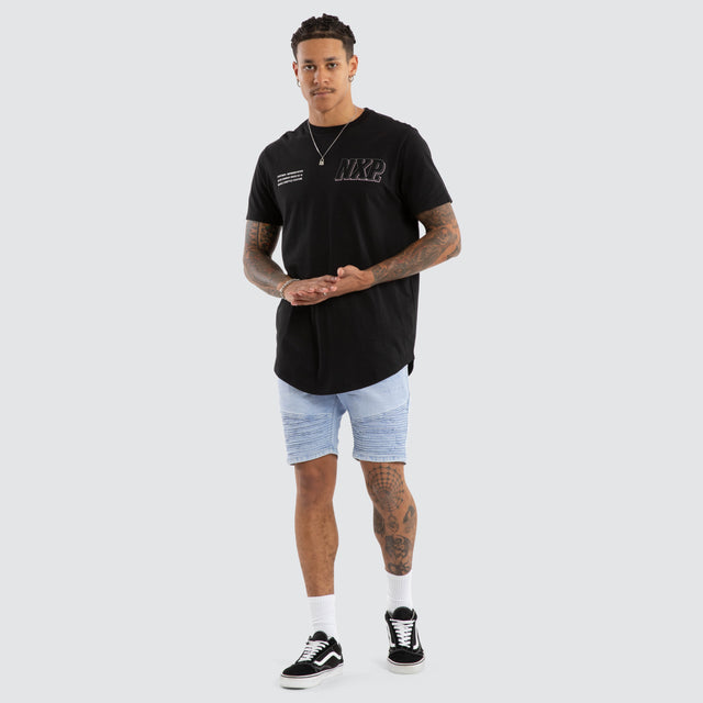 model wears Burns Dual Curved Tee Jet Black T-Shirts Black - image 5