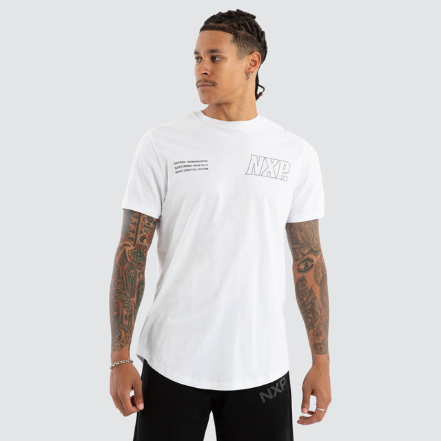 model wears Burns Dual Curved Tee Optical White T-Shirts White - image 4