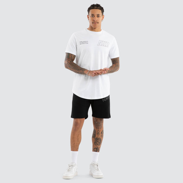 model wears Burns Dual Curved Tee Optical White T-Shirts White - image 2