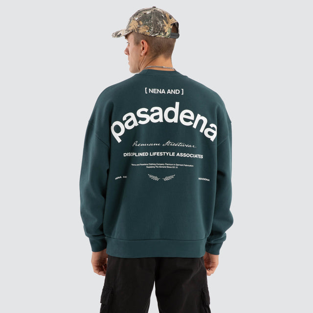 model wears Lectern Box Fit Sweater Sea Moss Jumpers Green - image 1