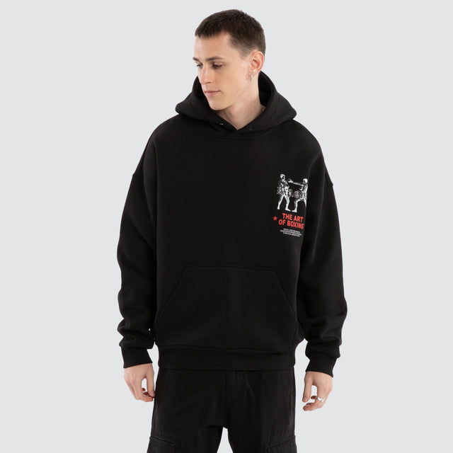 model wears Prone Box Fit Hoodie Jet Black Hoodies Black - image 3