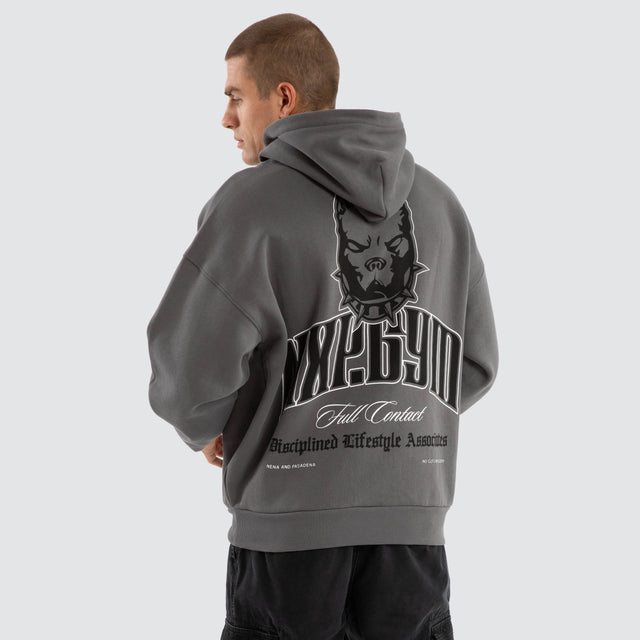 model wears Inertia Box Fit Hoodie Charcoal Hoodies Grey - image 1