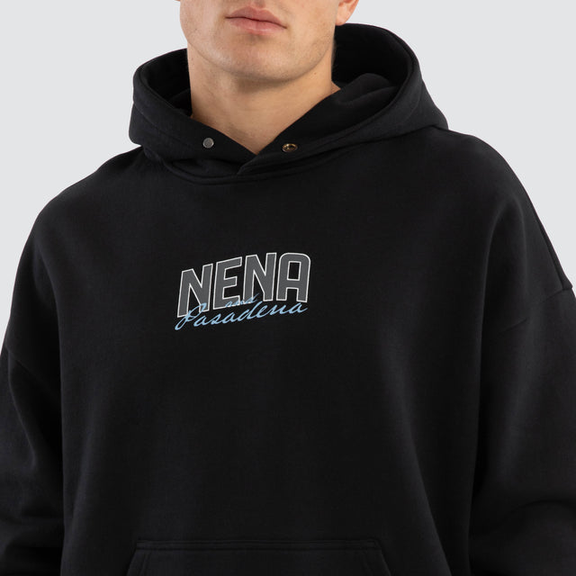 model wears Contained Relaxed Hoodie Anthracite Black Hoodies Black - image 4